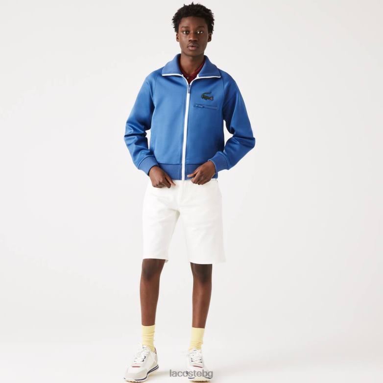 мъже Lacoste син яке с цип с изправена яка и крокодил облекло XTV621203
