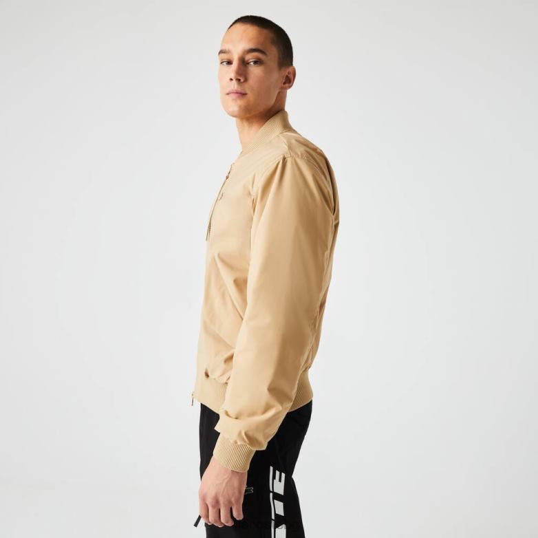 мъже Lacoste бежово изолирано подплатено бомбър яке облекло XTV621243