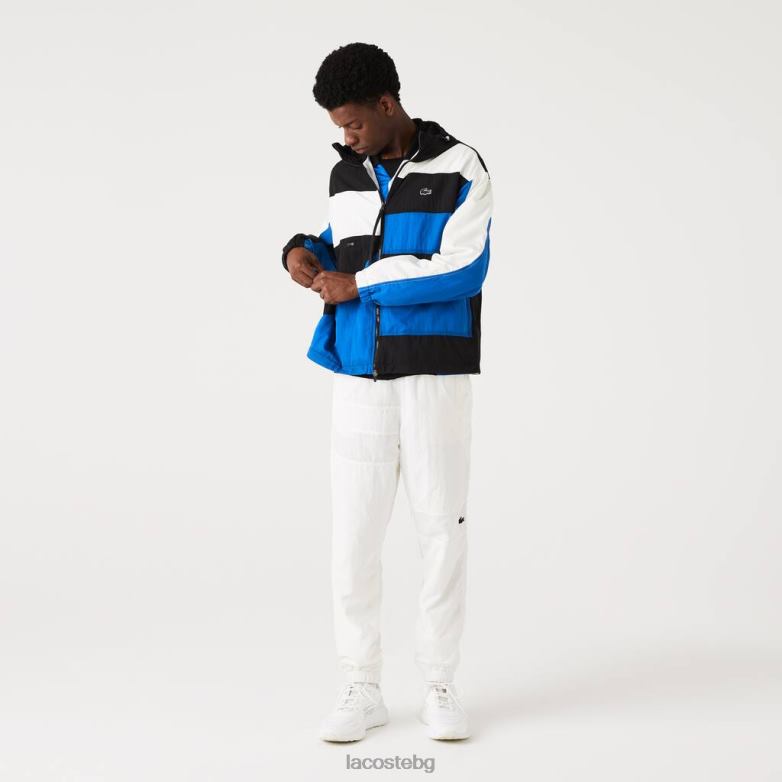 мъже Lacoste черно/синьо/бяло яке с пачуърк ефект облекло XTV621248