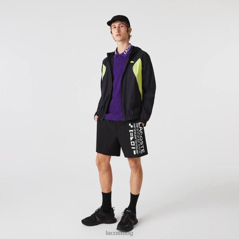 мъже Lacoste черно/жълто спортна ветровка облекло XTV621254