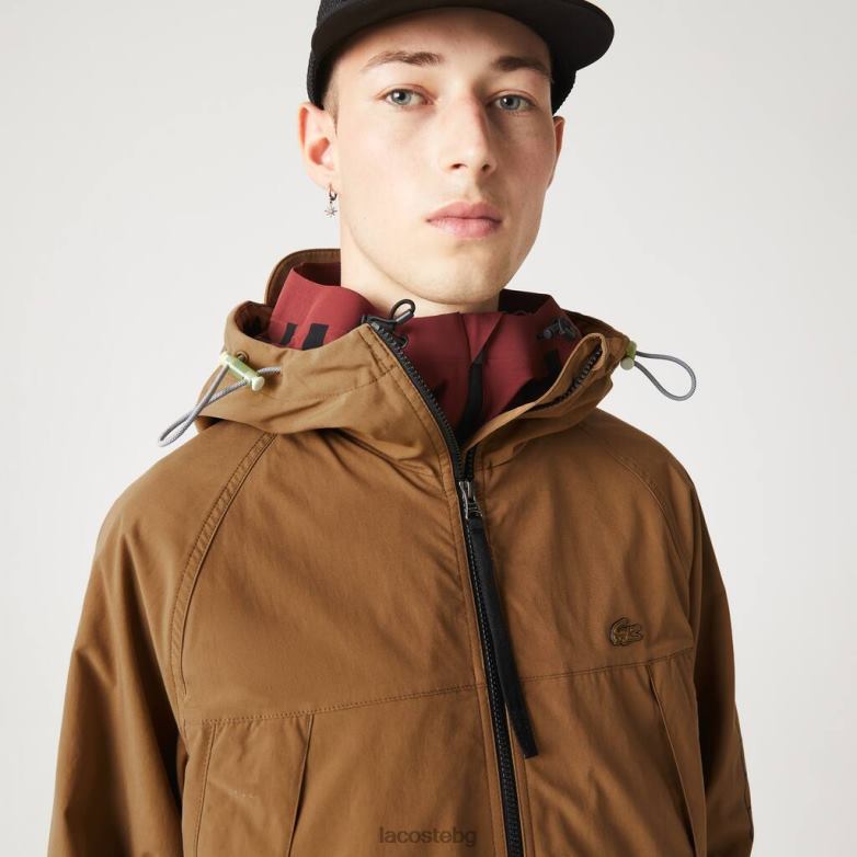 мъже Lacoste кафяво марково яке от кепър облекло XTV621293