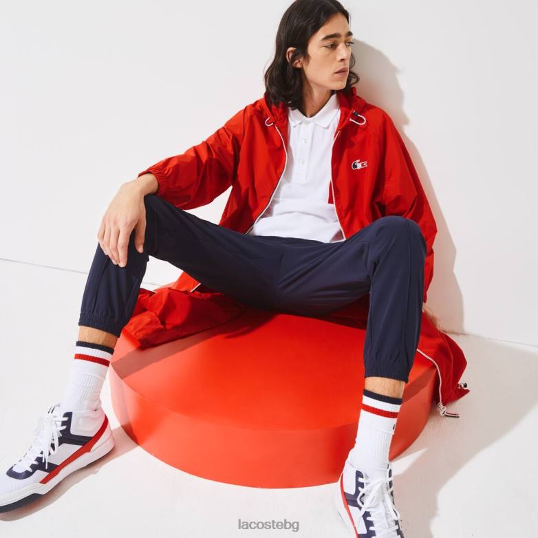 мъже Lacoste червено/бяло/тъмно синьо спортен френски спортен дух сгъваем дъждобран облекло XTV621295