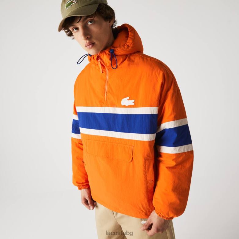 мъже Lacoste оранжево/синьо/бежово Имам ватирано пуловерно яке облекло XTV621300