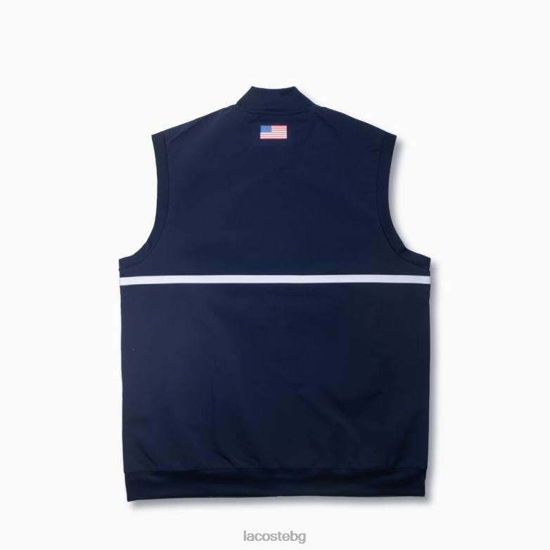 мъже Lacoste тъмносиньо/червено/бяло спортно яке с контрастна лента облекло XTV621311