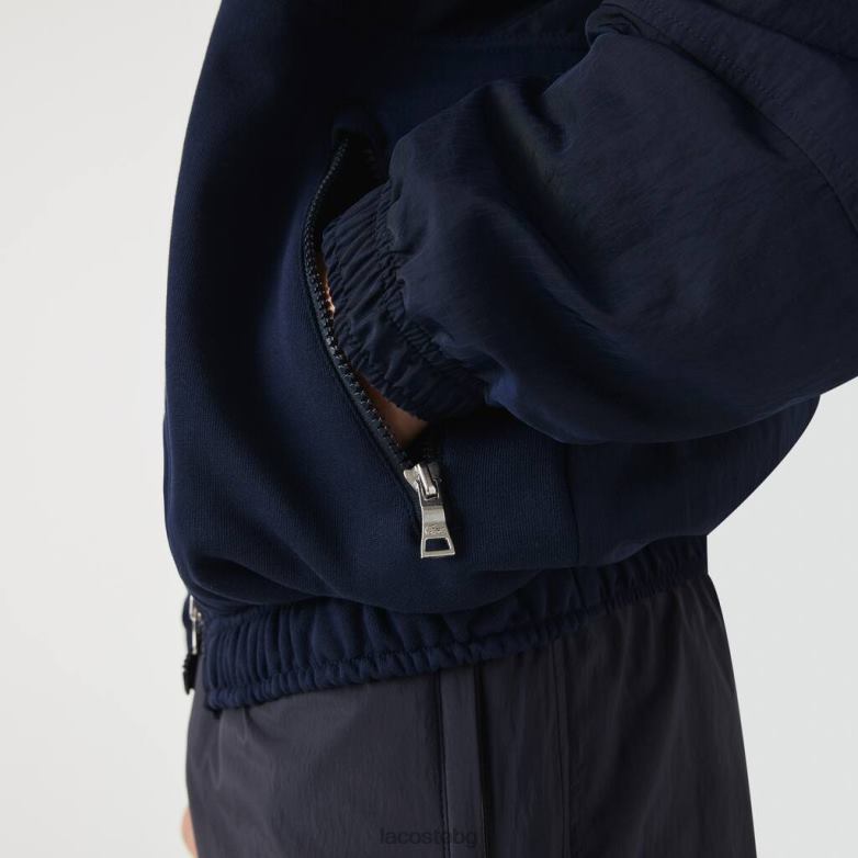 мъже Lacoste тъмносин яке с цип с живо графично лого с цветни блокове облекло XTV621315