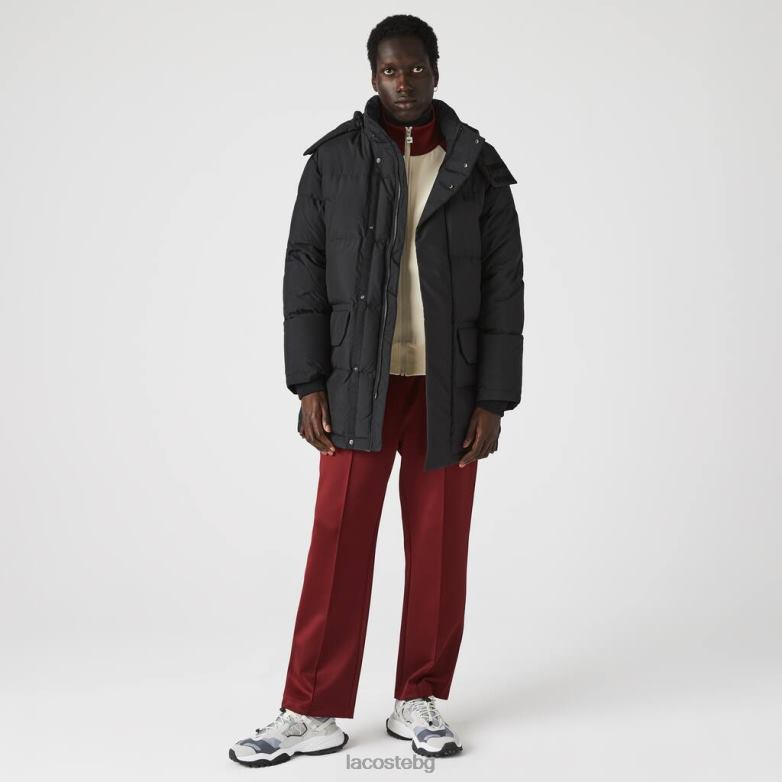 мъже Lacoste черен Разглобяема качулка дълга пухка облекло XTV621317
