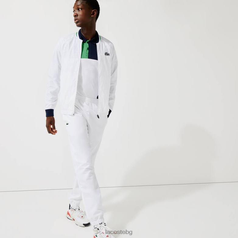 мъже Lacoste бяло/тъмносиньо/бяло/зелено спортно леко водоустойчиво яке облекло XTV621321