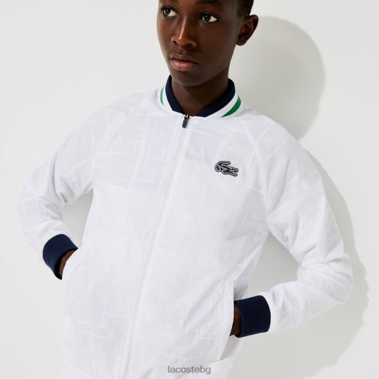 мъже Lacoste бяло/тъмносиньо/бяло/зелено спортно леко водоустойчиво яке облекло XTV621321