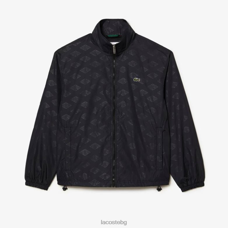 мъже Lacoste черен спортно яке с принт на монограм облекло XTV62377