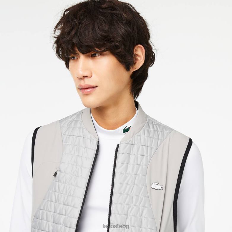 мъже Lacoste сиво/черно спортна подплатена двустранна жилетка облекло XTV62384