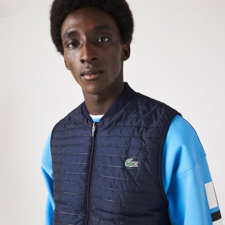 мъже Lacoste лилаво/тъмно синьо спортна подплатена двустранна жилетка облекло XTV62386