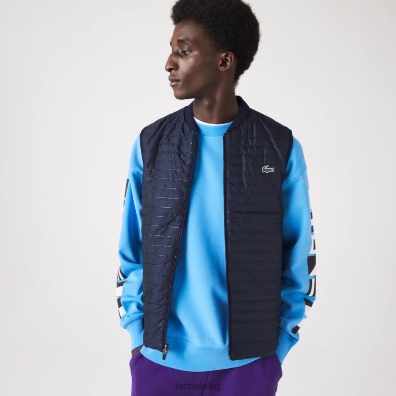 мъже Lacoste лилаво/тъмно синьо спортна подплатена двустранна жилетка облекло XTV62386