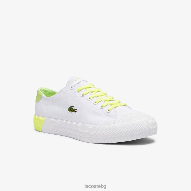 мъже Lacoste бяло и светложълто платнени и кожени кецове Gripshot обувки XTV621889