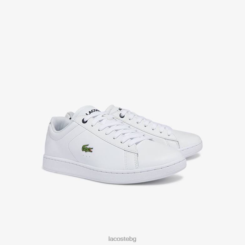 мъже Lacoste бяло и тъмносиньо кожени маратонки carnaby bl обувки XTV621815