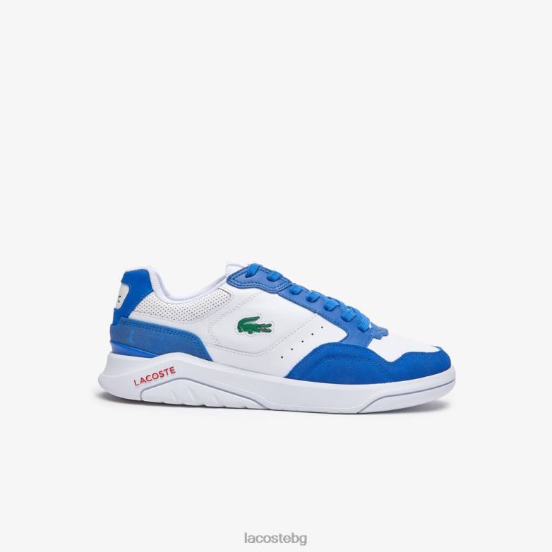 мъже Lacoste бяло/синьо game advance луксозни кожени маратонки обувки XTV621707