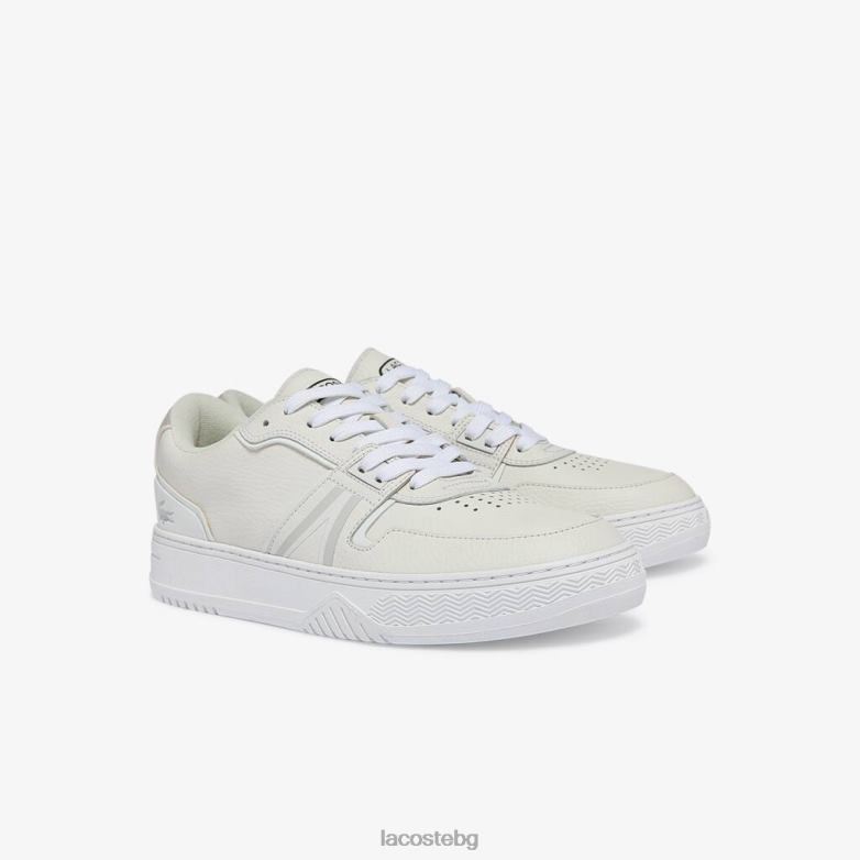 мъже Lacoste бяло и почти бяло l001 кожени маратонки обувки XTV621839