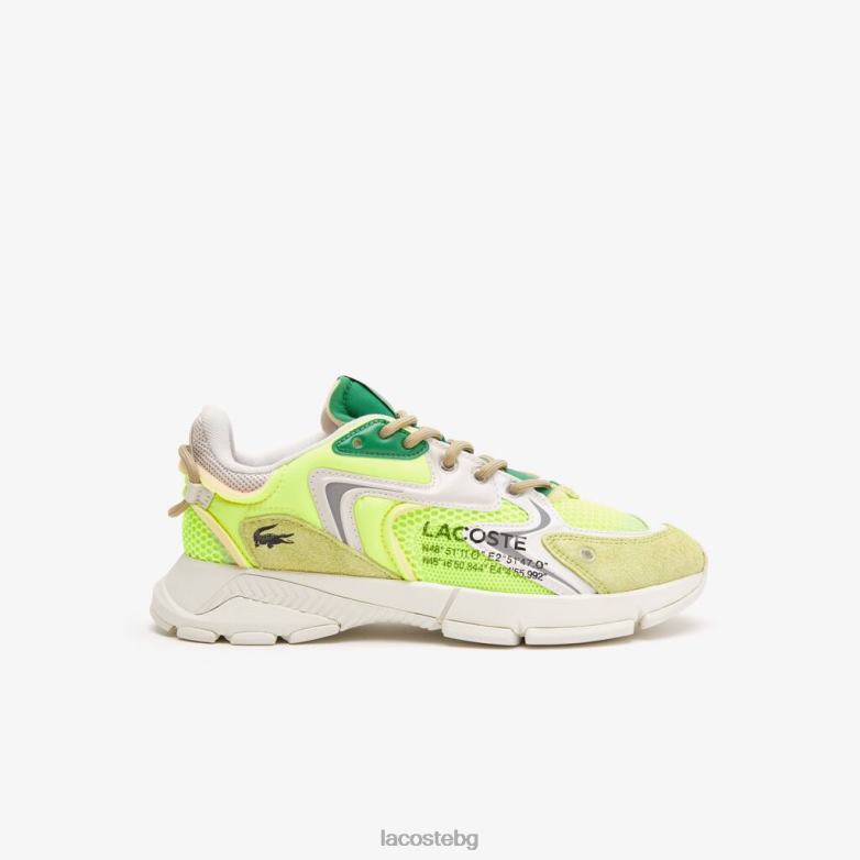 мъже Lacoste жълто и почти бяло l003 нео текстилни кецове обувки XTV621696