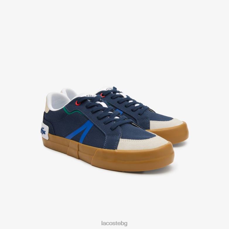 мъже Lacoste флот/дъвка l004 маратонки с текстилна гумена подметка обувки XTV621856