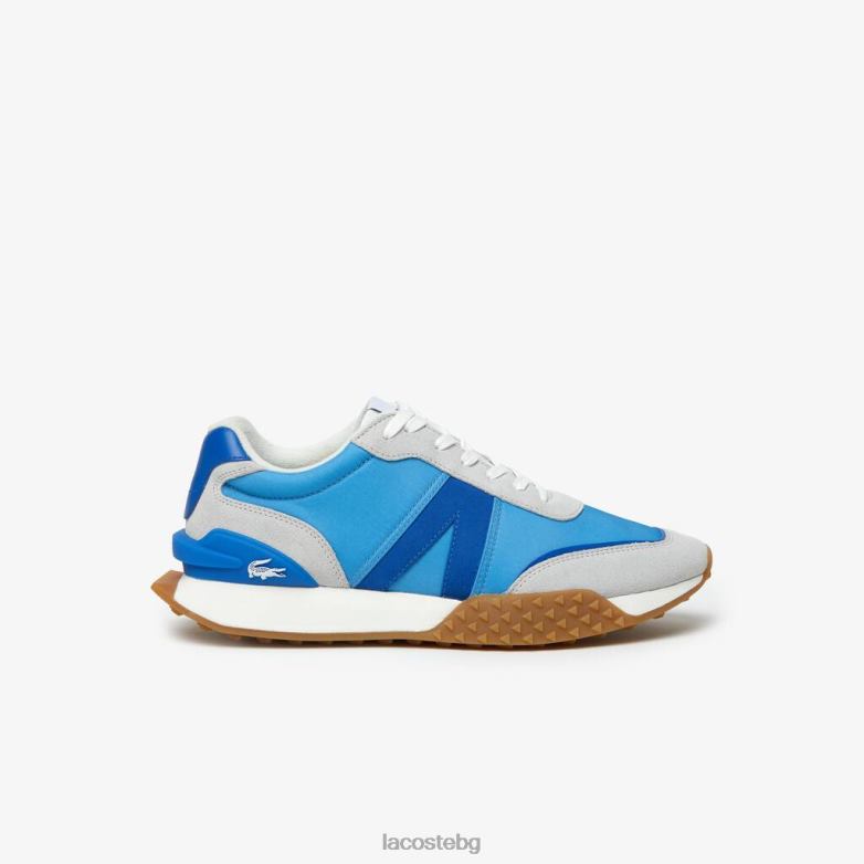 мъже Lacoste тъмносин l-spin луксозни кожени маратонки в контрастен цвят обувки XTV621790