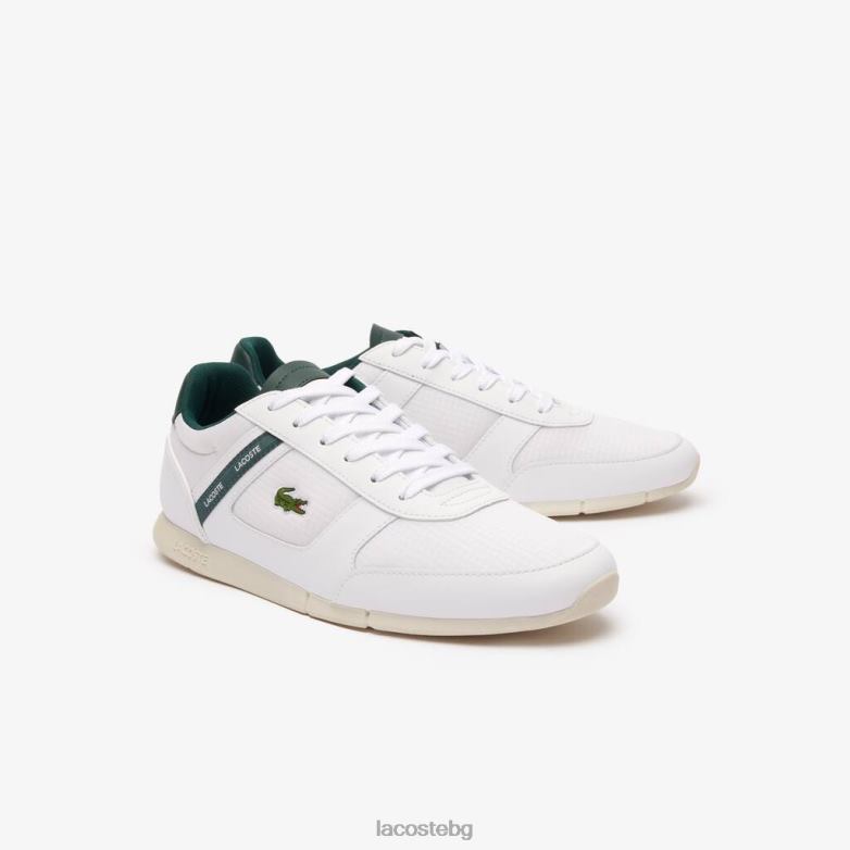 мъже Lacoste бяло и тъмно зелено спортни маратонки от текстил и кожа menerva обувки XTV621700