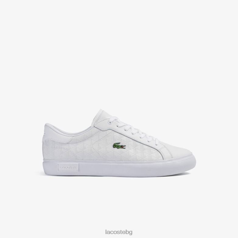 мъже Lacoste бяло кожени маратонки powercourt обувки XTV621703