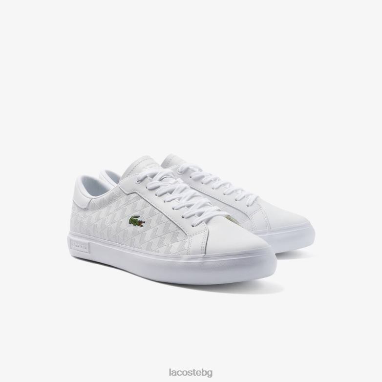 мъже Lacoste бяло кожени маратонки powercourt обувки XTV621703