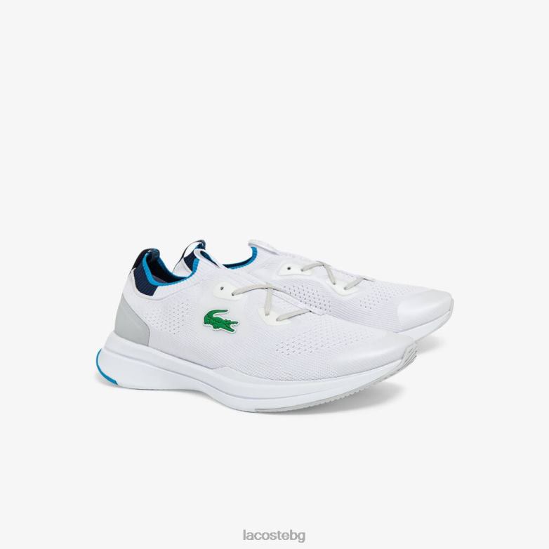 мъже Lacoste бяло/синьо run spin плетени маратонки от текстил обувки XTV621863