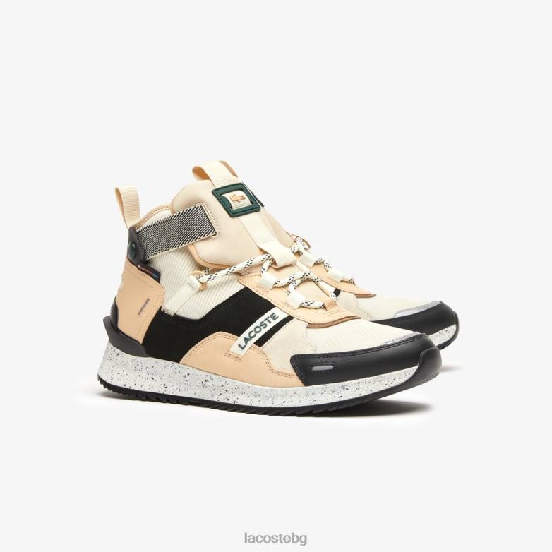 мъже Lacoste черно и почти бяло кожени обувки за открито в поп цвят обувки XTV621792