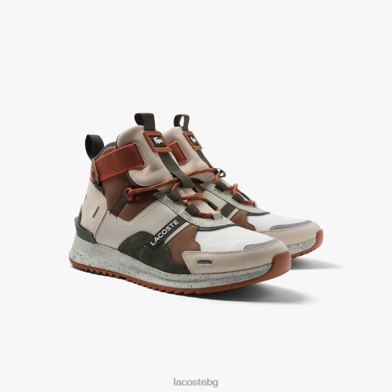 мъже Lacoste кафяво/бяло кожени обувки за открито в поп цвят обувки XTV621793