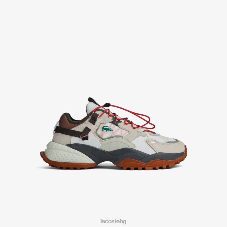 мъже Lacoste почти бяло и кафяво Текстилни външни обувки l-guard breaker обувки XTV621777