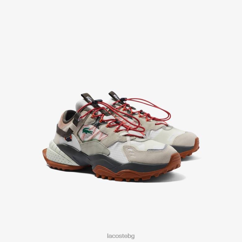 мъже Lacoste почти бяло и кафяво Текстилни външни обувки l-guard breaker обувки XTV621777