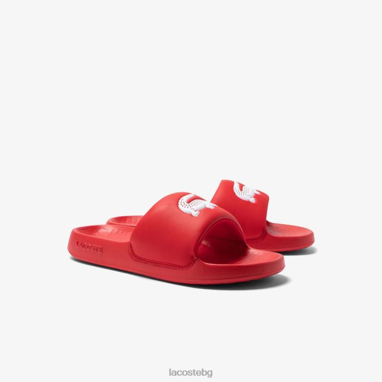мъже Lacoste червено/бяло croco 1.0 синтетични слайдове обувки XTV621729