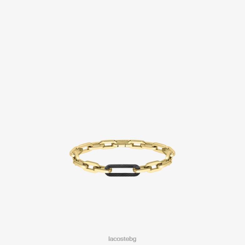унисекс Lacoste жълто злато и черно ансамбъл гривна бижута XTV622196