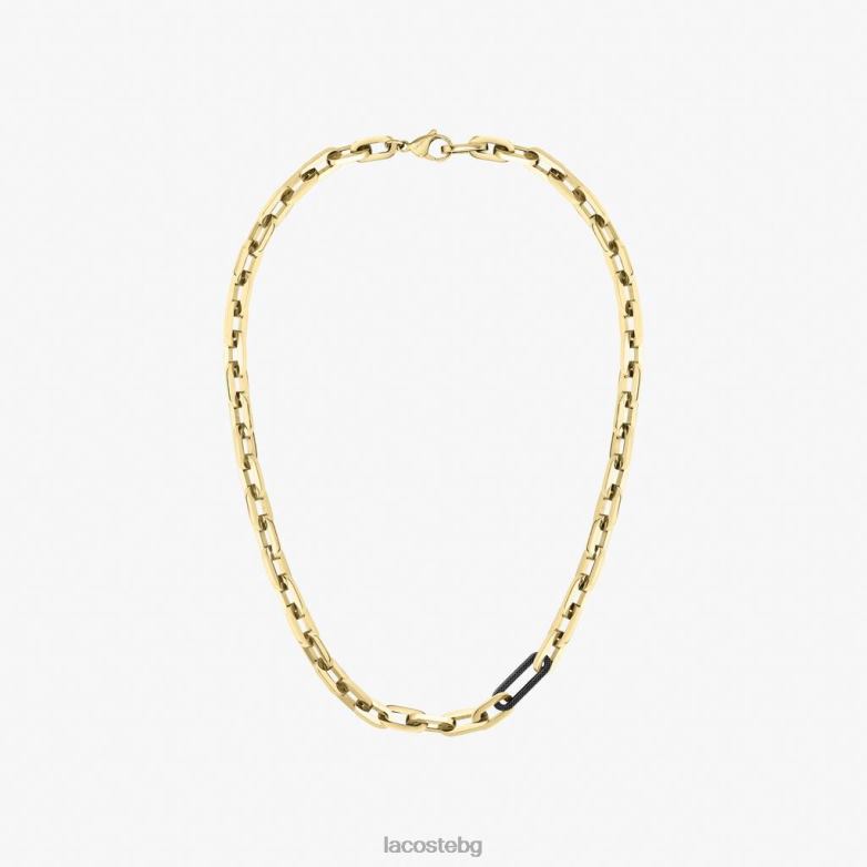 унисекс Lacoste жълто злато и черно ансамбъл колие бижута XTV622202