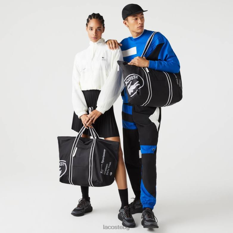 унисекс Lacoste ноар блан сгъваема уикенд чанта с контрастен принт чанти и кожени изделия XTV622839