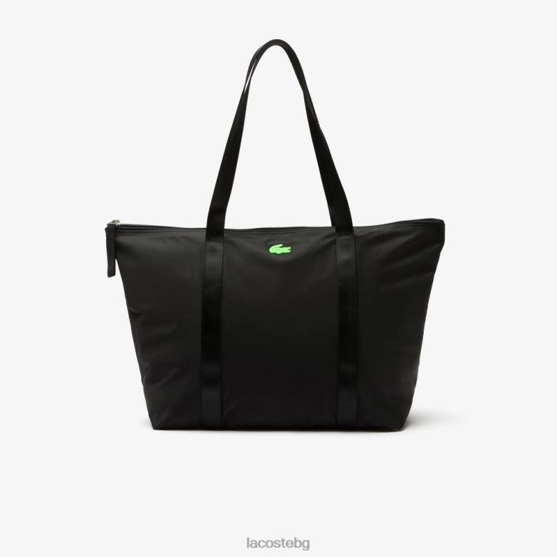 унисекс Lacoste noir vert fluo платнена чанта за пазаруване izzie с големи раирани дръжки чанти и кожени изделия XTV622822