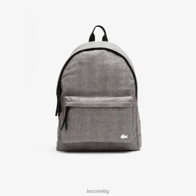 унисекс Lacoste сиво-китайски монограм светлоотразителна раница с печат на монограм чанти и кожени изделия XTV622073