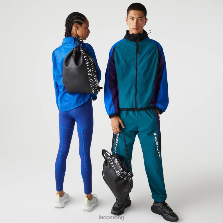 унисекс Lacoste ноар блан плоска раница с контрастни географски координати чанти и кожени изделия XTV622105