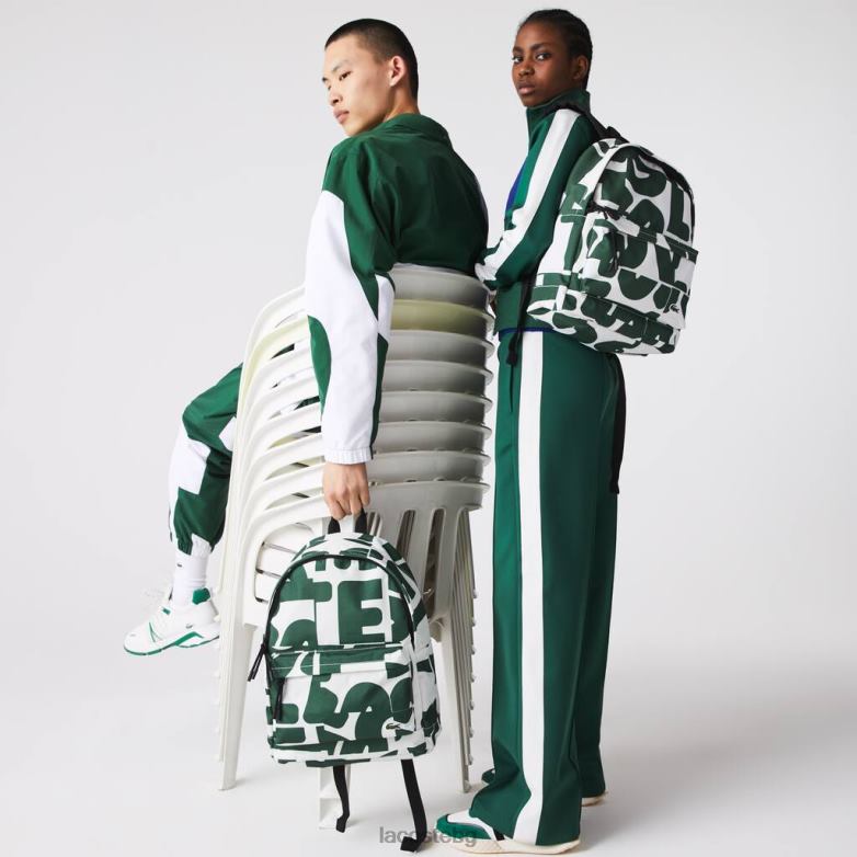 унисекс Lacoste цял принт кроко каре платнена раница с подпис от destructured neocroc чанти и кожени изделия XTV622045