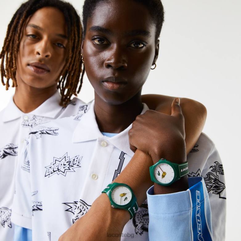 унисекс Lacoste зелено часовник със зелена силиконова каишка neocroc аксесоари XTV622206