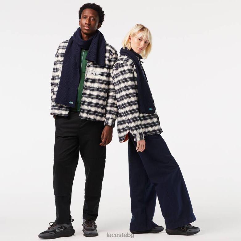 унисекс Lacoste тъмносин вълнен шал на петна аксесоари XTV622302