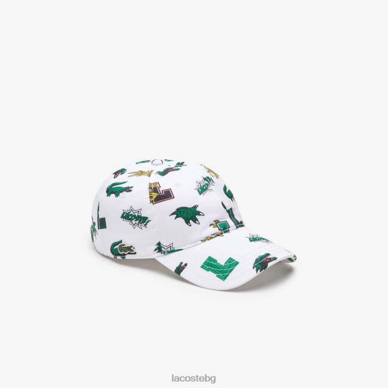 унисекс Lacoste бяло шапка с крокодилски принт аксесоари XTV622250