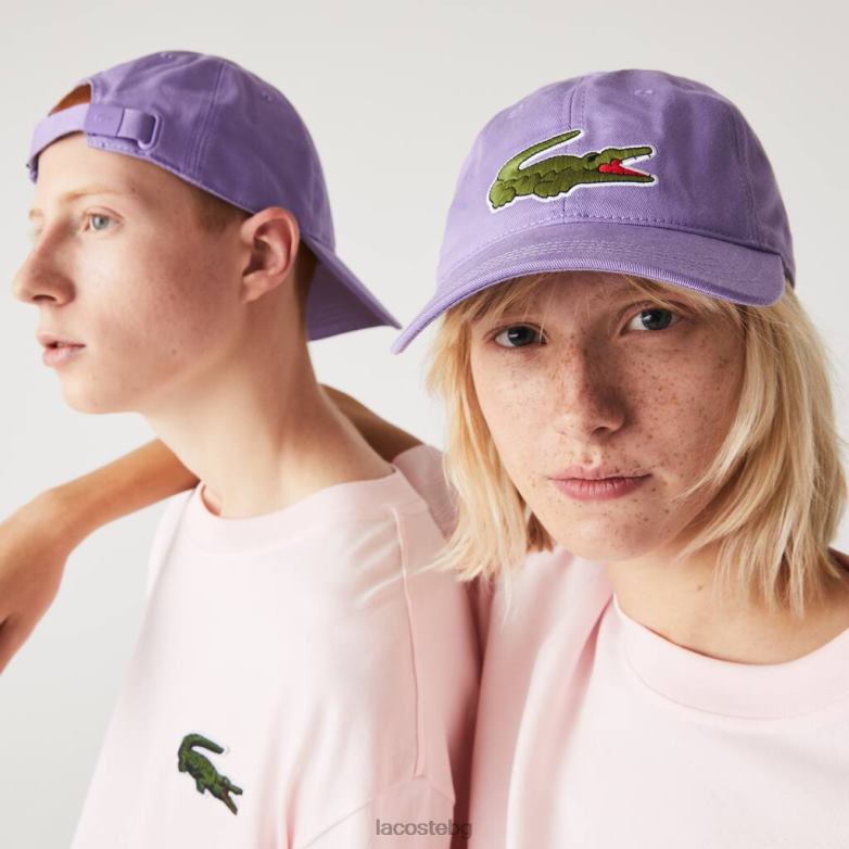 унисекс Lacoste лилаво регулируема шапка от органичен памук аксесоари XTV622255