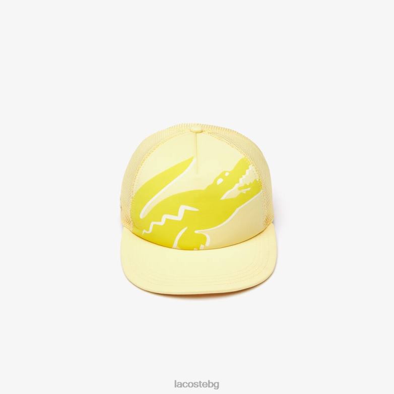 унисекс Lacoste жълто неопрен с крокодилски принт и мрежеста шапка аксесоари XTV622304