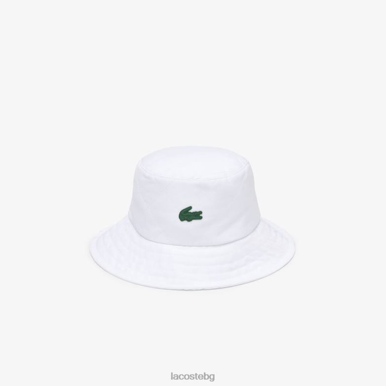 унисекс Lacoste бяло капитонирана найлонова шапка тип кофа аксесоари XTV622927