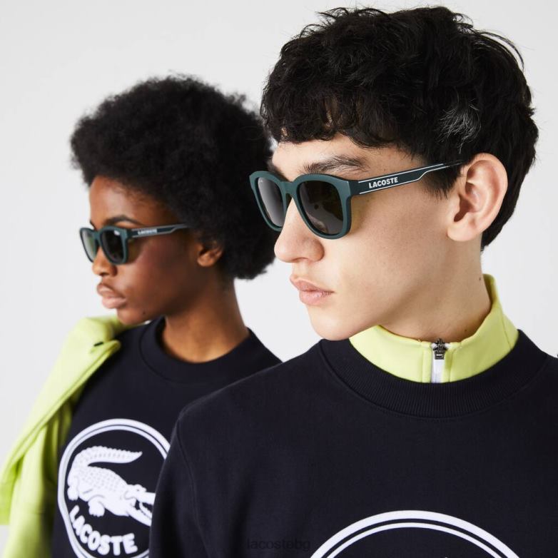 унисекс Lacoste матово зелено правоъгълни активни слънчеви очила аксесоари XTV622306