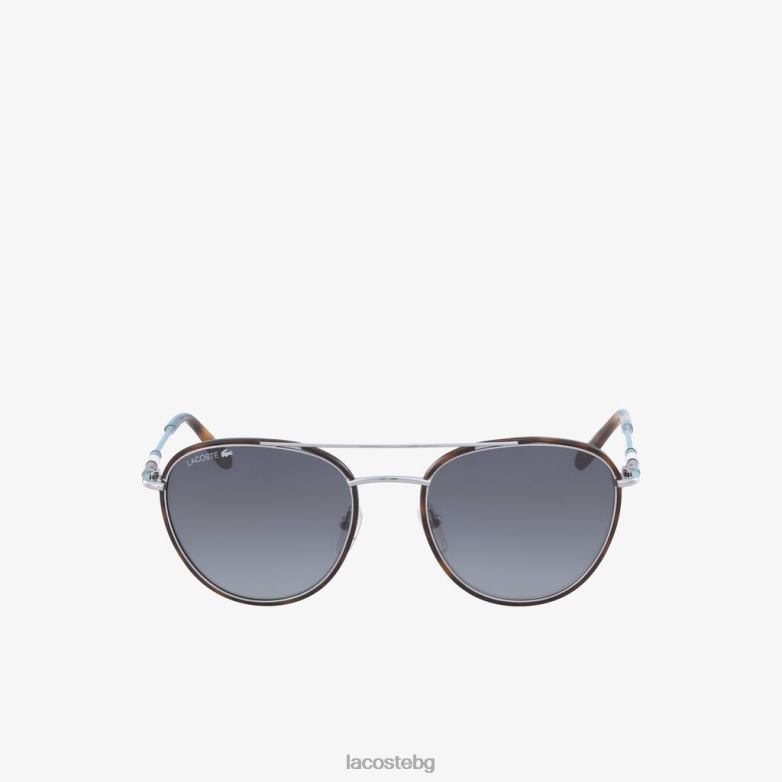 унисекс Lacoste матово сребро овални метални слънчеви очила от колекция Новак Джокович аксесоари XTV622913