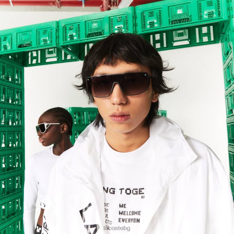 унисекс Lacoste x Minecraft черно/синьо слънчеви очила с метален щит аксесоари XTV622260