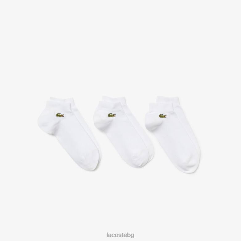 унисекс Lacoste бяло спортни ниски чорапи 3 бр облекло XTV62511