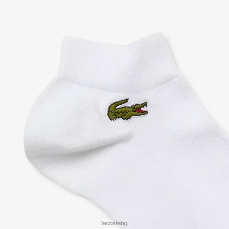 унисекс Lacoste бяло спортни ниски чорапи 3 бр облекло XTV62511